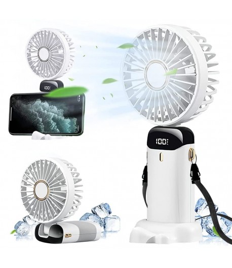 Ventilator Ultra Portabil cu Aromaterapie, 3 in 1, de Mana, de Birou, de Gat, Incarcare USB, Autonomie 12h, Pliabil, cu Ecran LC