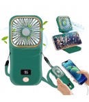 Ventilator Portabil 3 in 1, de Mana, de Gat, de Birou, 16.7 x 8 x 1.9 cm, Incarcare USB, Pliabil, Afisaj Digital, Suport Telefon