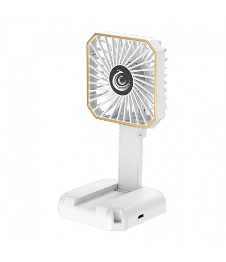 Ventilator Portabil, de Gat, de Birou, Suport Telefon, 14 x 7 cm, Incarcare USB, din ABS, 3 Viteze, Alb