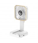 Ventilator Portabil, de Gat, de Birou, Suport Telefon, 14 x 7 cm, Incarcare USB, din ABS, 3 Viteze, Alb