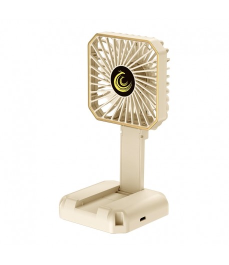 Ventilator Portabil, de Gat, de Birou, Suport Telefon, 14 x 7 cm, Incarcare USB, din ABS, 3 Viteze, Bej
