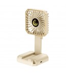Ventilator Portabil, de Gat, de Birou, Suport Telefon, 14 x 7 cm, Incarcare USB, din ABS, 3 Viteze, Bej