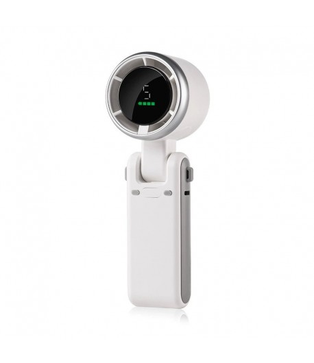 Mini Ventilator Portabil, 5 Trepte de Viteza, Afisaj Digital, Incarcare USB, 5V, 2A, 5.95 x 5.2 x 17.2 cm, Alb