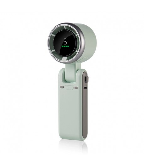 Mini Ventilator Portabil, 5 Trepte de Viteza, Afisaj Digital, Incarcare USB, 5V, 2A, 5.95 x 5.2 x 17.2 cm, Verde