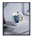 Ventilator 2in1, Functie Incarcare Telefon Wireless, 100 Trepte de Viteza, 2400 mAh, 5V, 2A, 25 x 16.5 x 24 cm, Alb