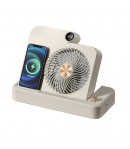 Ventilator 2in1, Functie Incarcare Telefon Wireless, 100 Trepte de Viteza, 2400 mAh, 5V, 2A, 25 x 16.5 x 24 cm, Bej