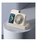 Ventilator 2in1, Functie Incarcare Telefon Wireless, 100 Trepte de Viteza, 2400 mAh, 5V, 2A, 25 x 16.5 x 24 cm, Bej