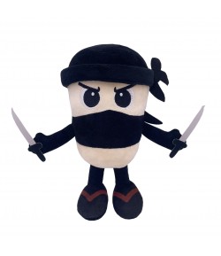 Plus Italian Brainrot,  Ninjolino Tagliaspada, Jucarie Moale pentru Copii, 35 x 17 cm, Albastru inchis