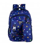 Ghiozdan scoala Mesco cu penar inclus, 4 compartimente, Albastru Inchis, 44 x 32 x 16 cm