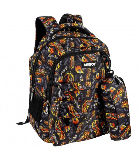 Ghiozdan scoala Mesco cu penar inclus, 4 compartimente, Negru/Portocaliu, 44 x 32 x 16 cm