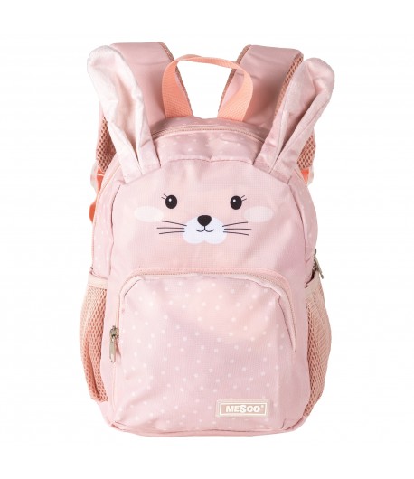 Ghiozdan gradinita Mesco 2 compartimente, Model Iepuras, Roz Deschis, 30 x 20 x 12 cm