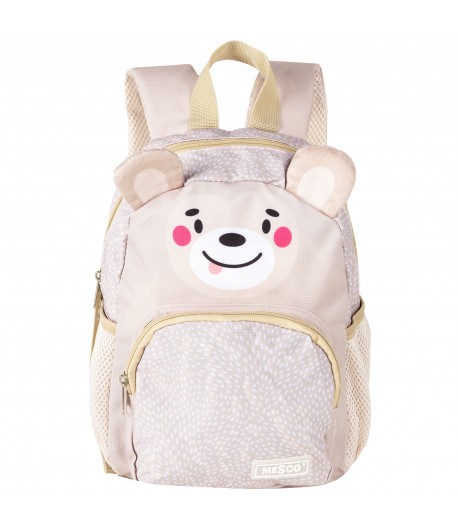 Ghiozdan gradinita Mesco 2 compartimente, Model Urs, Crem, 30 x 20 x 12 cm