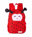 Ghiozdan gradinita Mesco 2 compartimente, Model Buburuza, Rosu, 30 x 20 x 12 cm