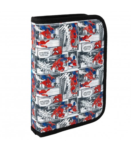 Penar textil scoala, 1 compartiment, Spider-Man, Negru, 20 cm