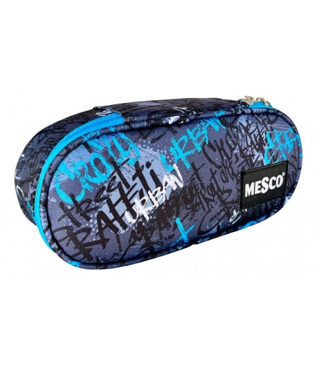 Penar textil Graffiti, 1 fermoar, 2 compartimente si 2 flapsuri, Mesco, 20x10x5 cm