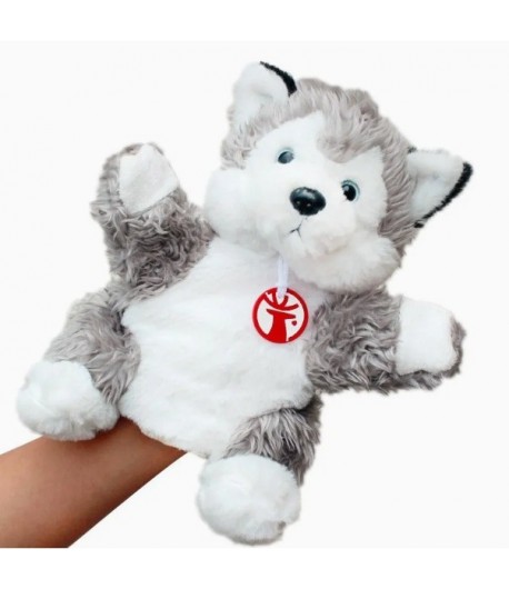 Papusa de Mana pentru Teatru de Papusi, din Plus, 25 x 10 x 8 cm, Model Husky, Gri