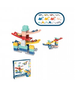 Set piese pentru constructie, Rampa auto, 30 piese, Masinute incluse