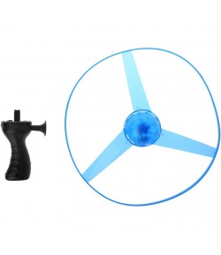 Jucarie Disc Zburator, Distractiv pentru Copii, Aruncator Manual din Plastic, cu Lumini, Albastru