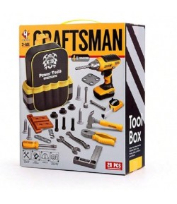 Set Scule de Jucarie pentru Copii, Ghiozdan cu Bormasina si Accesorii Incluse, 28 Piese, Material Plastic Durabil, Interactiv, +