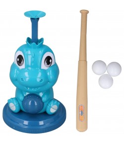 Set de Baseball 5 Piese pentru Copii, Jucarie Dinosaur Press, 14x23 cm, Verde/Albastru