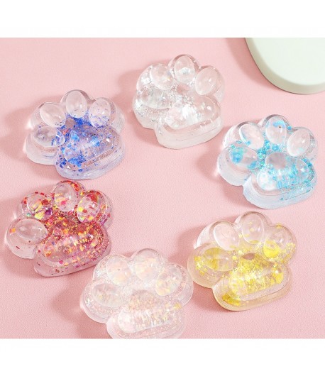 Pinch Family, Model Cat Paw, 6.5 x 7 cm, din Tpr, 4-6 Ani, Model 4 Sclipici, Transparent
