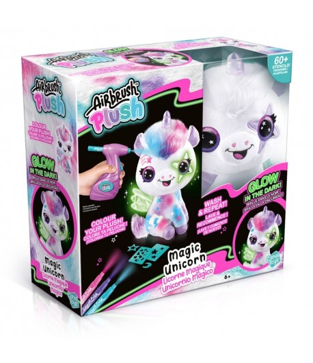 Jucarie plus de colorat, Airbrush Plush, Glow in the dark, Magic Unicorn