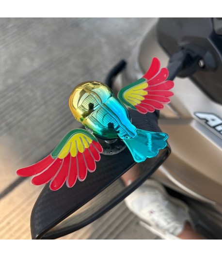 Ornament Decorativ Auto, Model Pasare Zburatoare pentru Moto/Auto, din plastic Rezistent, 14.5 x 8 x 5 cm, Verde/Multicolor