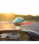 Ornament Decorativ Auto, Model Pasare Zburatoare pentru Moto/Auto, din plastic Rezistent, 14.5 x 8 x 5 cm, Verde/Multicolor
