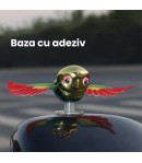 Ornament Decorativ Auto, Model Pasare Zburatoare pentru Moto/Auto, din plastic Rezistent, 14.5 x 8 x 5 cm, Verde/Multicolor