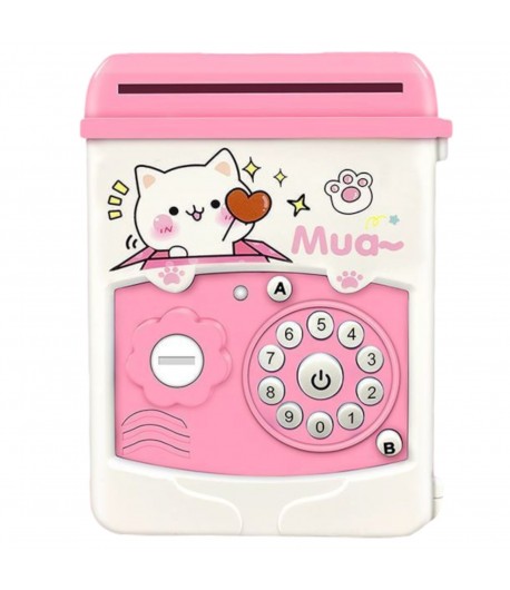 Pusculita pentru Fetite,  Pusculita pentru Economii PIGGY BOX, Pusculita Simpla cu Key Access, 17 x 11.5 x 10 cm, 400 gr, Alb Ro