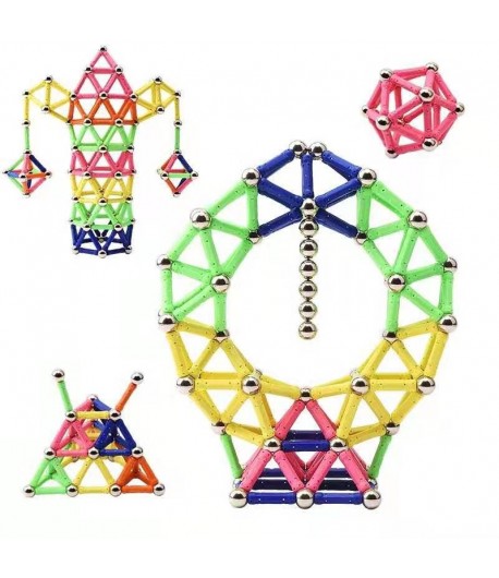 Set 178 Piese Betisoare Magnetice,  din Plastic/Magnet, +3 Ani, Multicolor