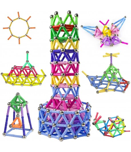 Set 308 Piese Betisoare Magnetice,  din Plastic/Magnet, +3 Ani, Multicolor