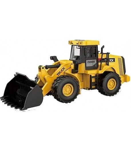 Jucarie buldozer cu mecanism Pull-Back, Cupa mobila, Pentru copii, Galben