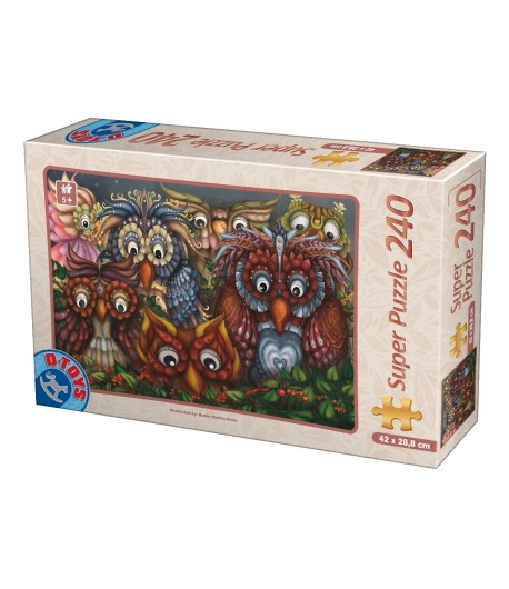 Puzzle educativ cu 7 Bufnite, 240 piese, Pentru copii, Model 1
