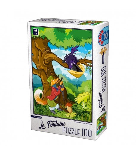 Puzzle educativ, Vulpea si Corbul, 100 de piese, Pentru copii, Multicolor
