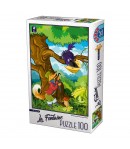 Puzzle educativ, Vulpea si Corbul, 100 de piese, Pentru copii, Multicolor