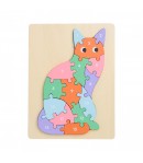 PUZZLE PISICA DIN LEMN, 16 PIESE