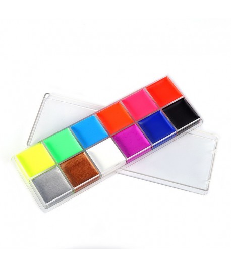 Paleta de Vopsea pentru Fata si Corp, 12 Culori, Vopsea pe Baza de Ulei, 5.7 x 16 x 1 cm, Multicolor