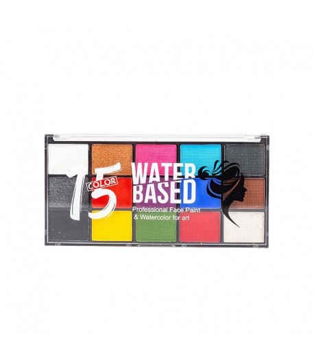 Paleta 15 Culori Vopsea de Fata, Activare cu Apa, 15 x 8.2 x 1.4 cm, Multicolor