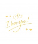 Autocolant I love You, Tematica Iubire, 21x29 cm, Auriu