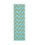 Set 10 Paie, din Hartie, 19.5 cm, Model cu Buline Aurii, Albastru