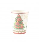 Set 10 Pahare, Imprimeu Brad de Craciun, din Carton, 250 - 300 ml, 7.5 x 8.4 x 5.3 cm, Mul