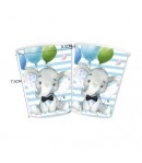 Set 10 Pahare, Imprimeu Elefant, din Carton, 7.5 x 8.5 cm, Albastru