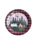 Set 10 Farfurii Unica Folosinta, 23 cm, Model Camping, Multicolor