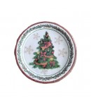 Set 10 Farfurii Unica Folosinta, 23 cm, Model Brad de Craciun, Multicolor