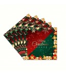 Set 20 de Servetele de Masa, Merry Christmas, Tematica Craciun, 16.5 cm, Verde/Rosu