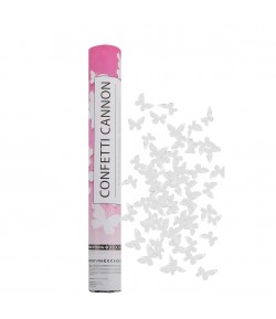 Tun de Confetti, Confetti Cannon 40 cm, Model Fluturi din Hartie, Alb