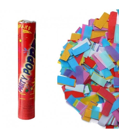Tub de Confetti, Party Pooper, 40x5 cm, Confetii Asortate din Hartie, Multicolor