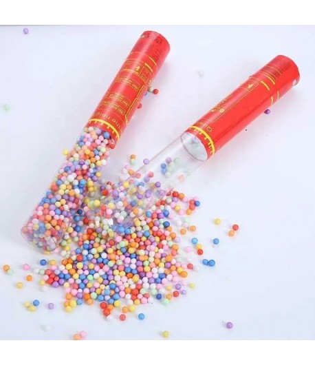 Tun de Confetti, 30 cm. Model Bilute, Confetti din Polistiren, Ambalaj de Plastic, Multico