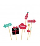 Set 12 Accesorii pentru Petrecere, Props pentru Photo Corner, Tematica Iubire, Multicolor